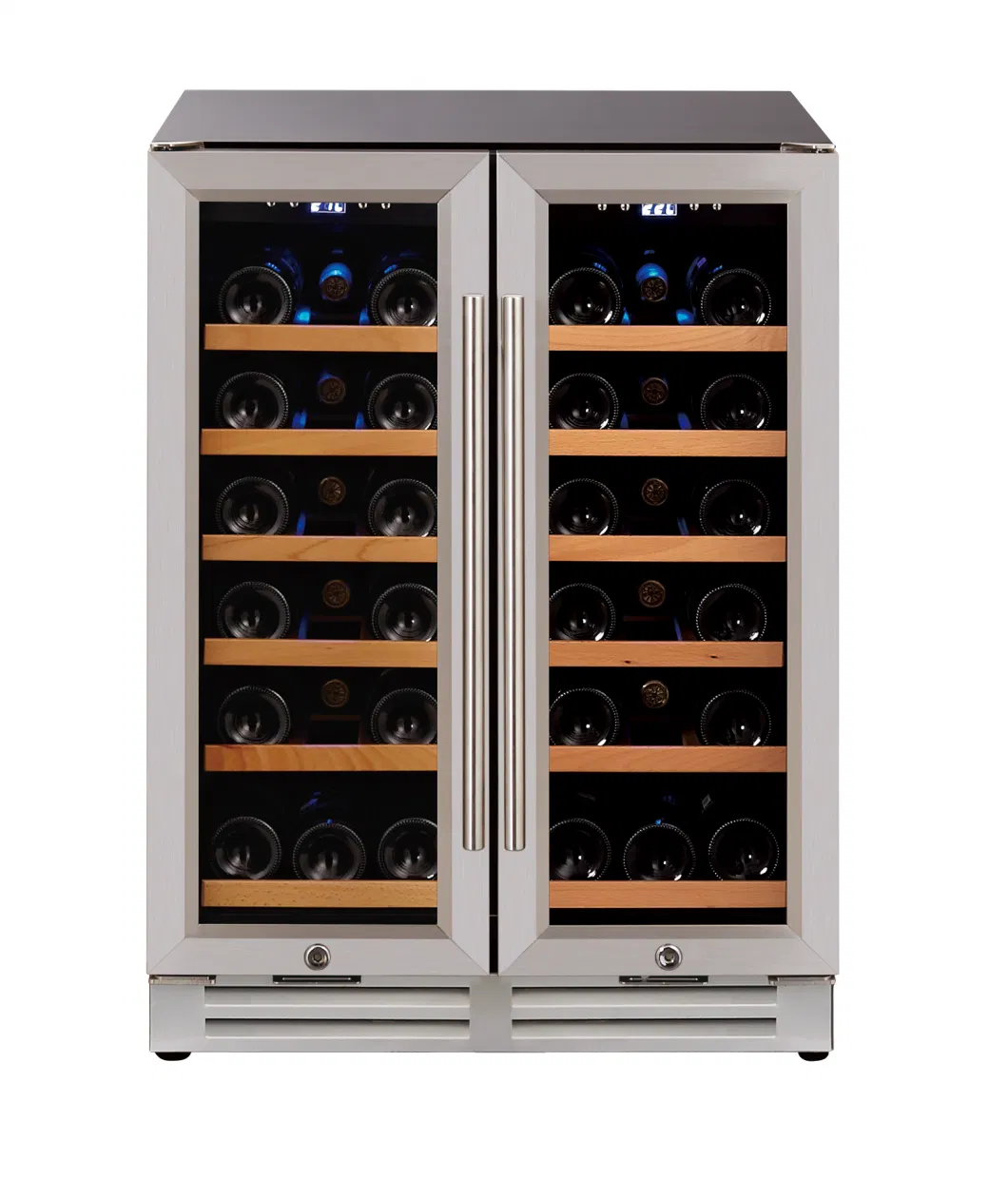 120L Constant Temperature Double Doors Dual Zone Wine Cooler Wine Refrigerator Fridge