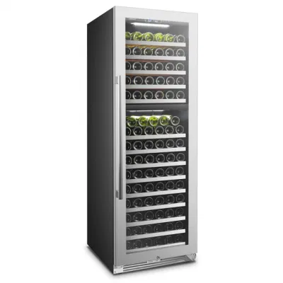 Refrigerador para vinos de doble zona/Refrigerador para vinos/Refrigerador para vinos con estantes frontales de acero inoxidable y luz LED