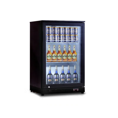 Frigorífico mini bar con puerta de cristal, refrigerador con exhibición para bebidas y bebidas, frigorífico minibar incorporado
