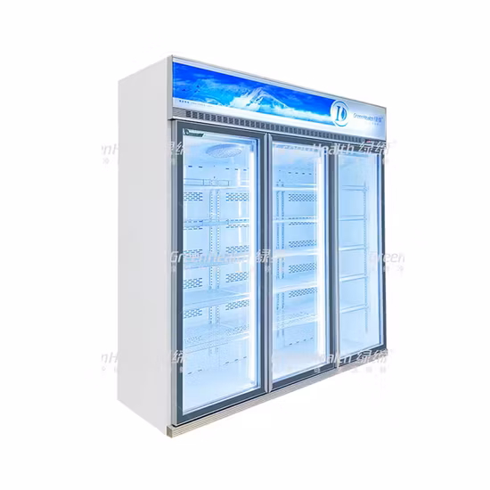 Refrigerador congelador con puerta de vidrio transparente doble de enfriamiento dinámico al por mayor con compresor inversor