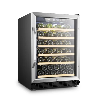 154L 51 botellas de acero inoxidable curvado de una sola zona enfriador de vino/refrigerador de vino/refrigerador de vino